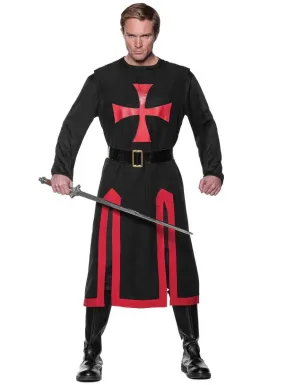 Renaissance Mens Plus Size Black and Red Knight Costume