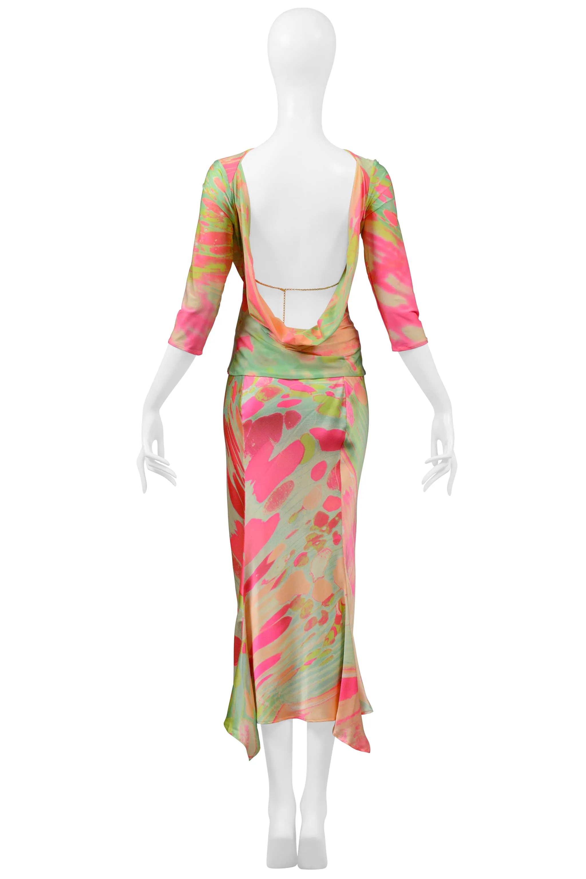 ROBERTO CAVALLI PINK & GREEN ABSTRACT ACID PRINT SET 1999