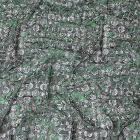 Slate Gray Premium Cotton Voile Fabric with Vibrant Green Coin Motifs - Traditional Thobe Material, 140 cm Wide-D20230