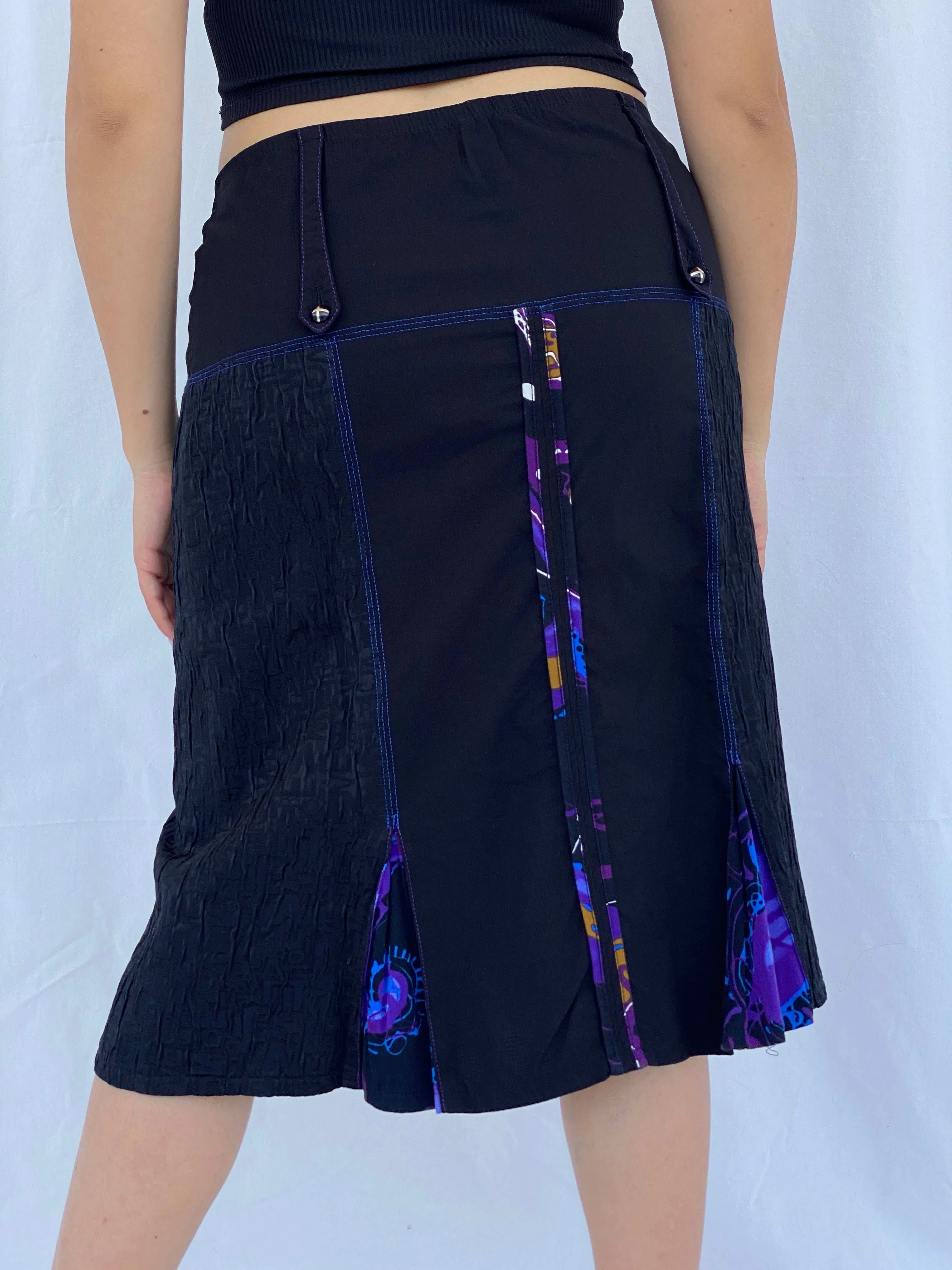 Statement Vintage 90s Pause Cafe Black Midi Skirt Size L/XL