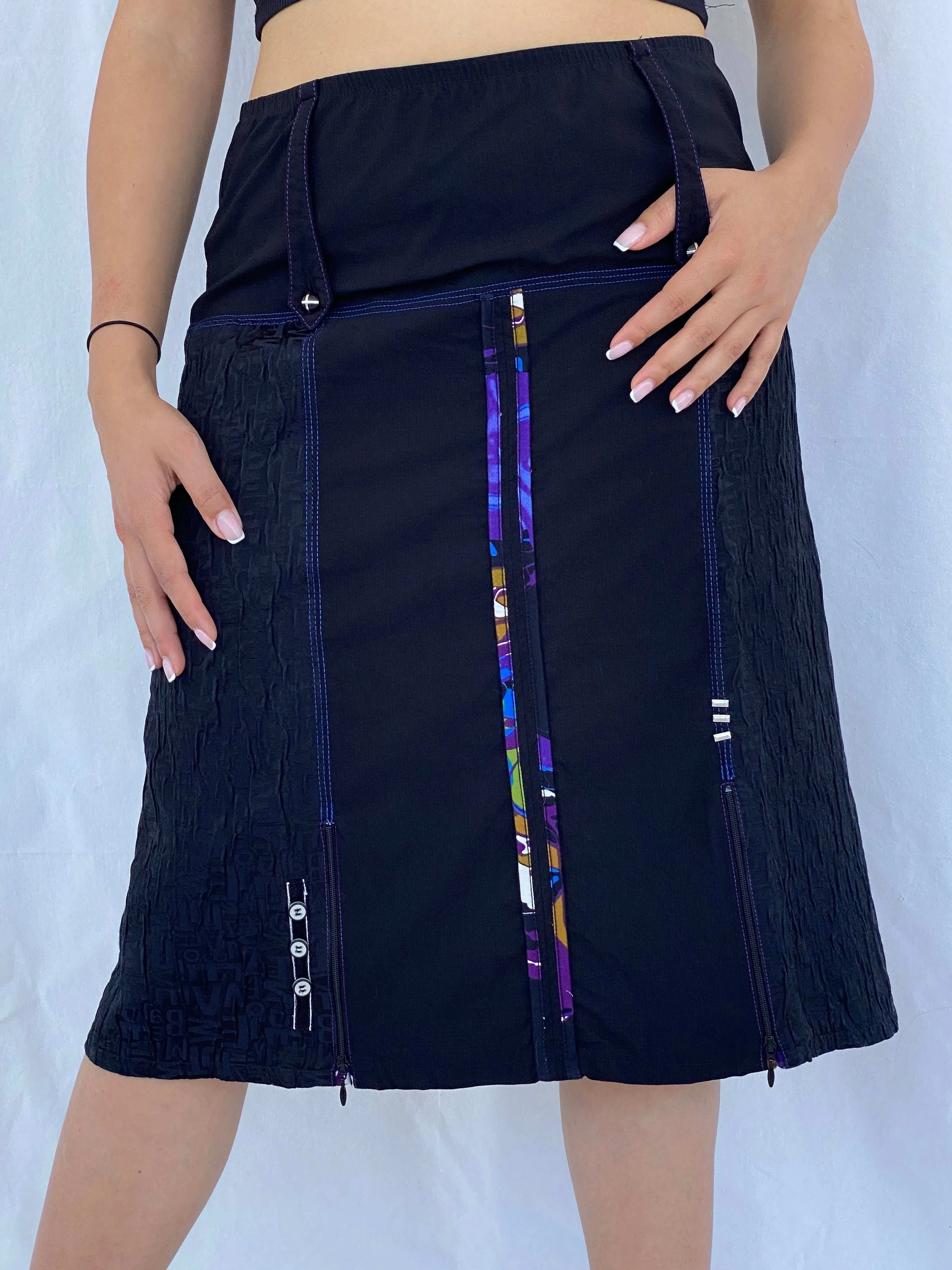 Statement Vintage 90s Pause Cafe Black Midi Skirt Size L/XL