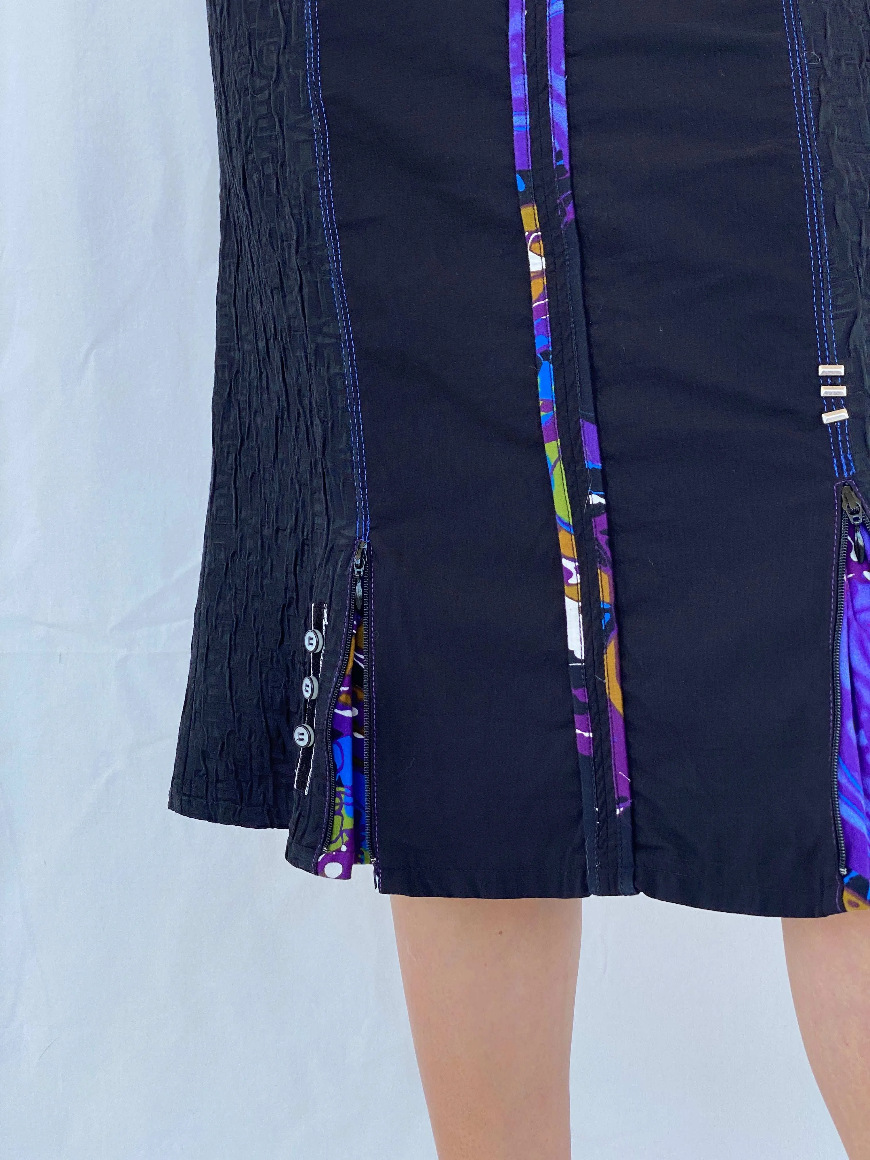 Statement Vintage 90s Pause Cafe Black Midi Skirt Size L/XL