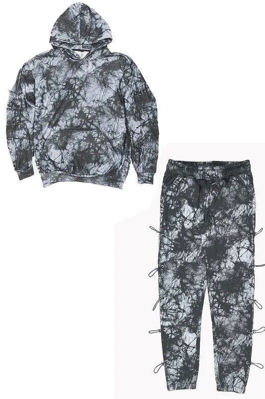 TEEK - MENS TYE DYE DRAWSTRINGS HOODIE AND SWEAT SET