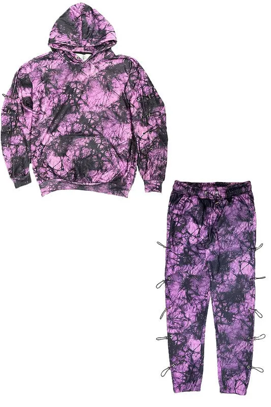 TEEK - MENS TYE DYE DRAWSTRINGS HOODIE AND SWEAT SET