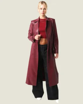 The Landi: Burgundy Pleather Long Jacket w/ Lining