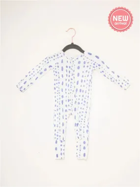 The Uptown Baby - Dalmation Dot Frenc Blue Sleep Romper