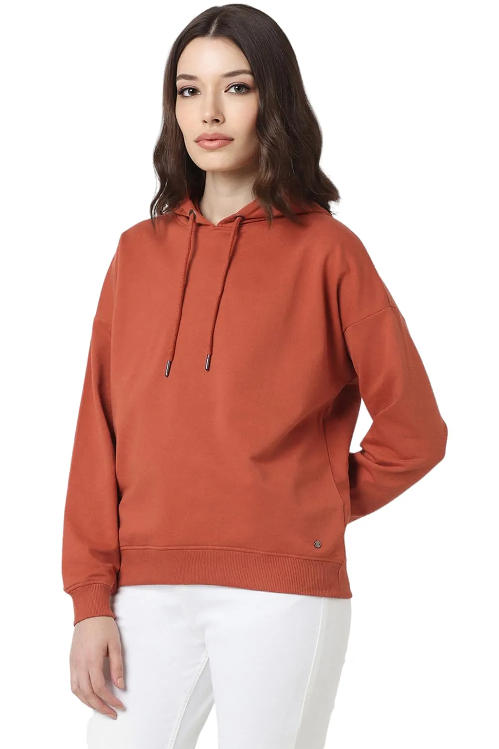 Van Heusen Womens Polycotton Hooded Neck Regular Sweatshirt (VWSTURGFT58155 Brown S)