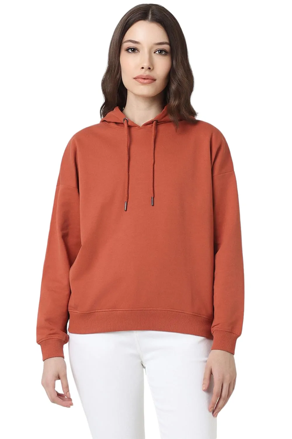 Van Heusen Womens Polycotton Hooded Neck Regular Sweatshirt (VWSTURGFT58155 Brown S)