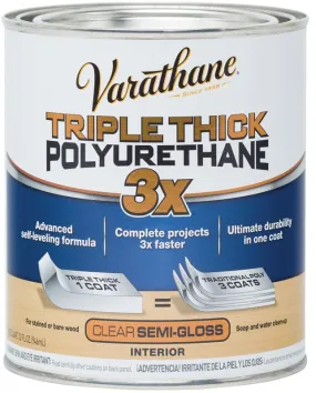 Varathane 284472 Polyurethane, Semi-Gloss, Liquid, Clear, 1 qt, Can :QUART: QUANTITY: 2