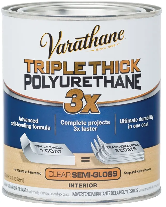 Varathane 284472 Polyurethane, Semi-Gloss, Liquid, Clear, 1 qt, Can :QUART: QUANTITY: 2