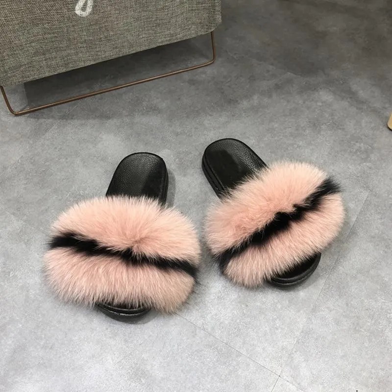 Women Indoor/Outdoor Faux Fur Fluffy Comfortable  Flip Flops