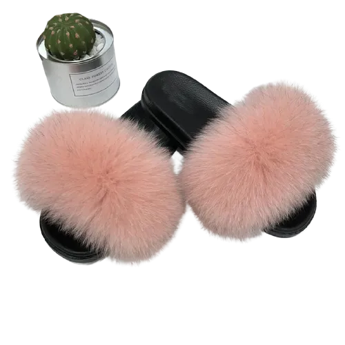 Women Indoor/Outdoor Faux Fur Fluffy Comfortable  Flip Flops