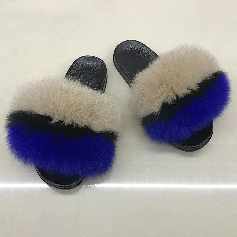 Women Indoor/Outdoor Faux Fur Fluffy Comfortable  Flip Flops