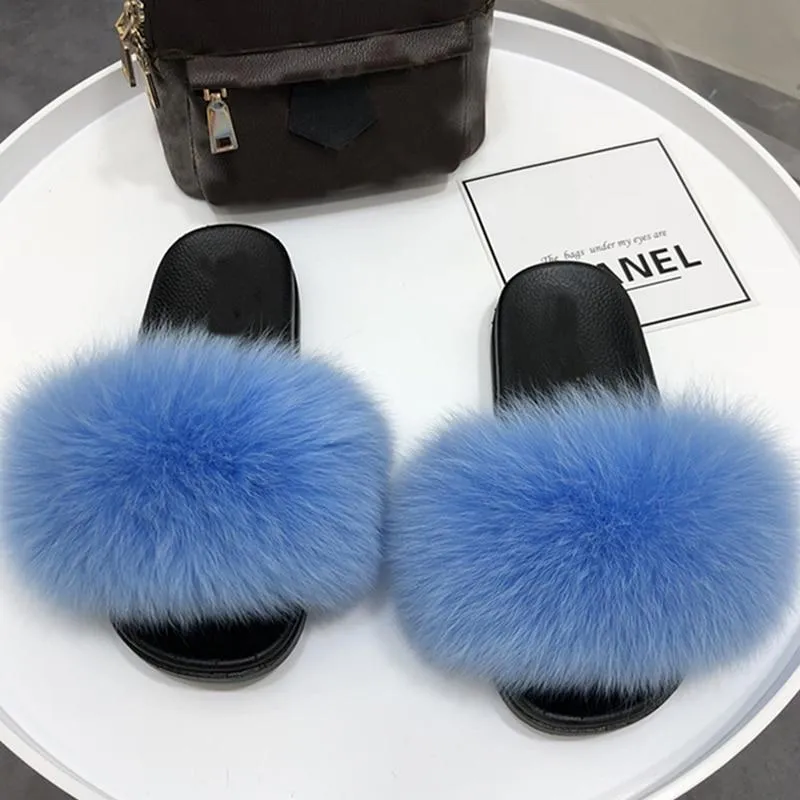 Women Indoor/Outdoor Faux Fur Fluffy Comfortable  Flip Flops