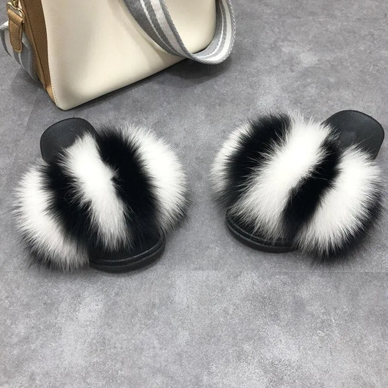 Women Indoor/Outdoor Faux Fur Fluffy Comfortable  Flip Flops