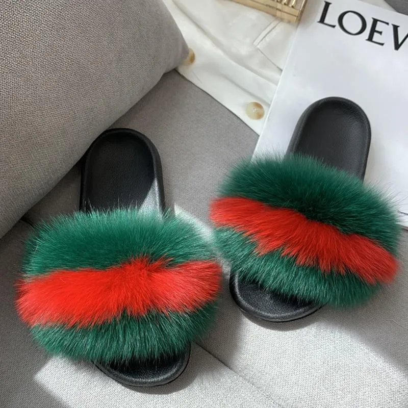 Women Indoor/Outdoor Faux Fur Fluffy Comfortable  Flip Flops