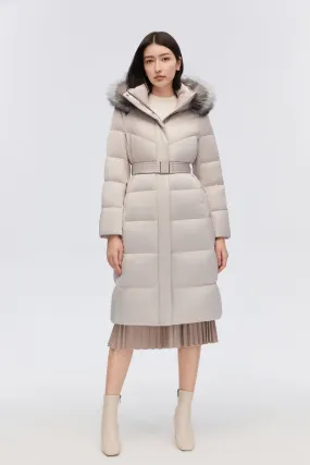 Women's Full Length Goose Down Belted Coat