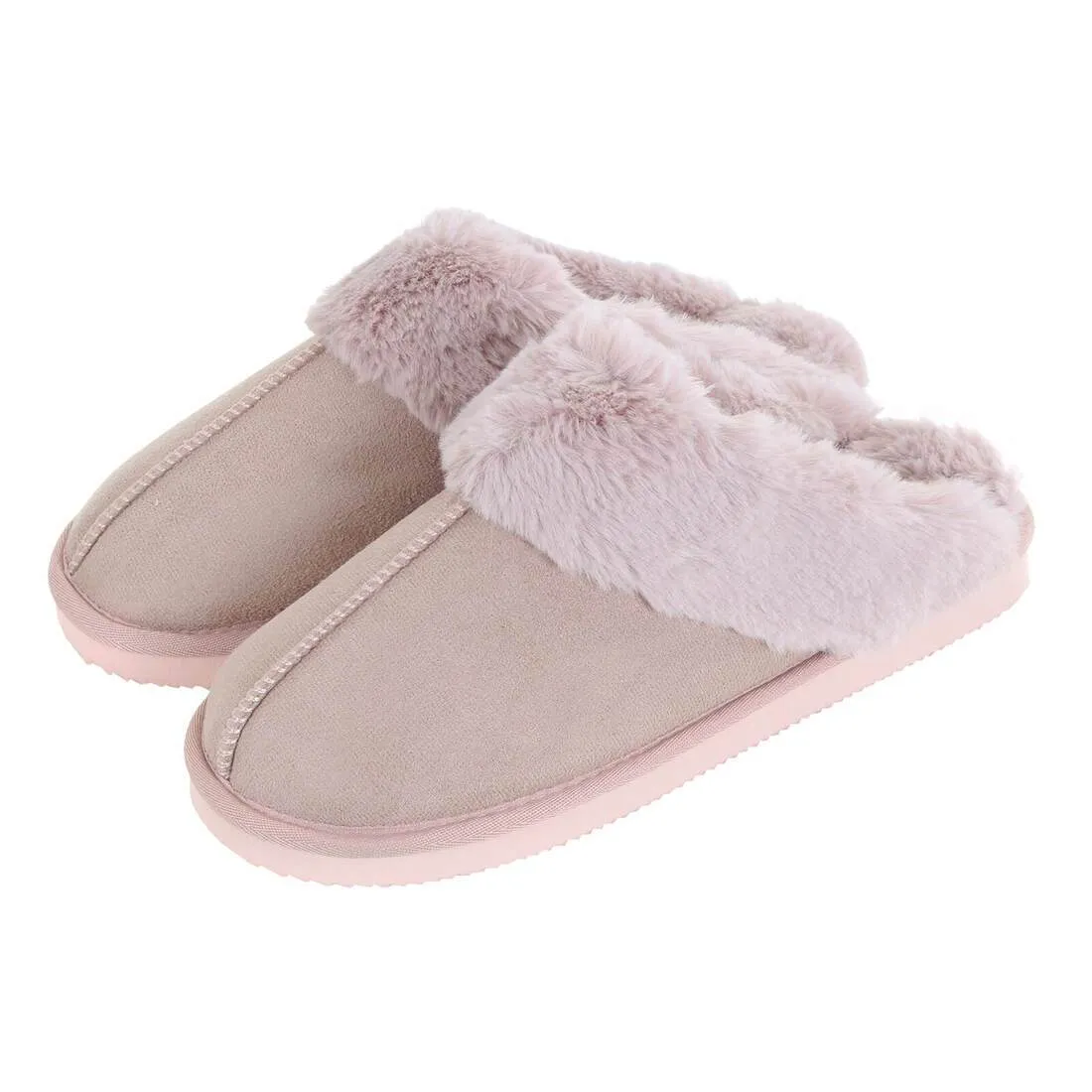 Womens Mule Slippers Luxury Microsuede Faux Fur Non-Slip