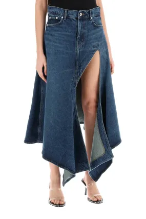 Y Project Denim Midi Skirt With Cut Out Details (Size - S)